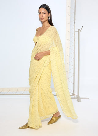 Butter yellow georgette sari and blouse