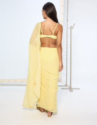 Butter yellow georgette sari and blouse