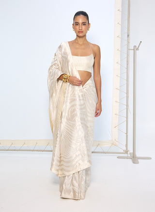 Pure ivory silk sari