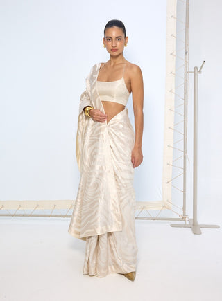 Pure ivory silk sari