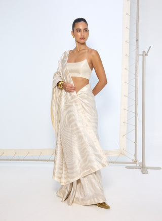 Pure ivory silk sari
