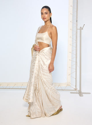Pure ivory silk sari