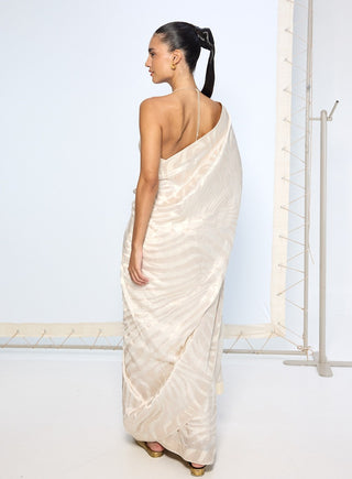 Pure ivory silk sari