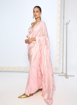 Blush pink banarasi zari sari