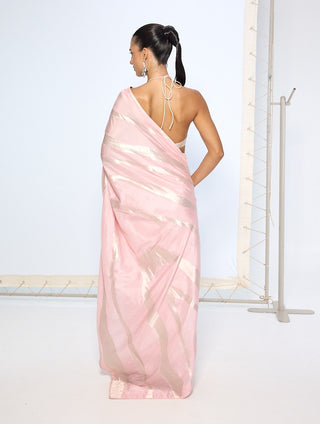 Blush pink banarasi zari sari