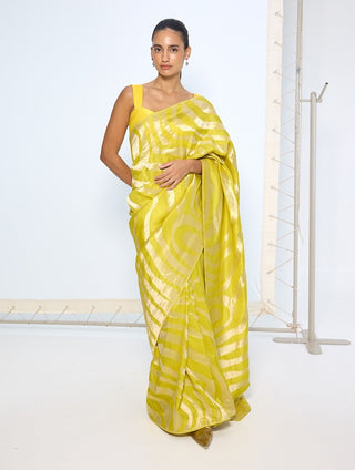 Citrine yellow zari sari