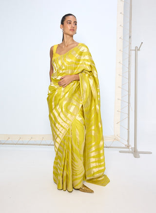 Citrine yellow zari sari