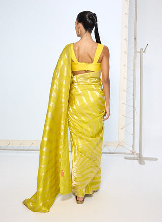 Citrine yellow zari sari