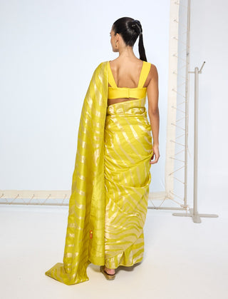 Citrine yellow zari sari