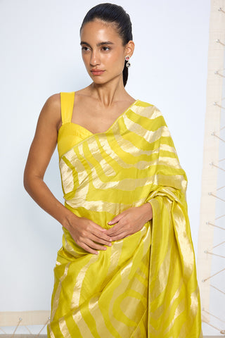 Citrine yellow zari sari
