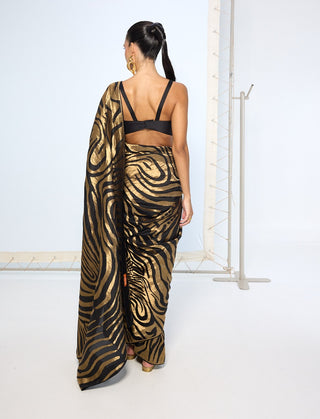 Black silk zari handwoven sari