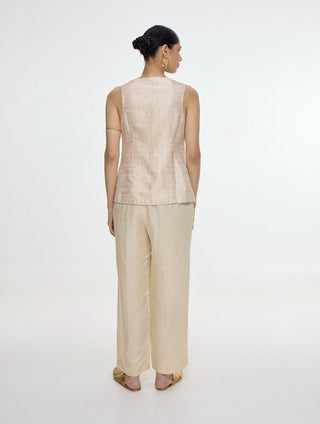 Handwoven ivory waistcoat and pants