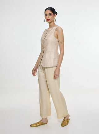 Handwoven ivory waistcoat and pants