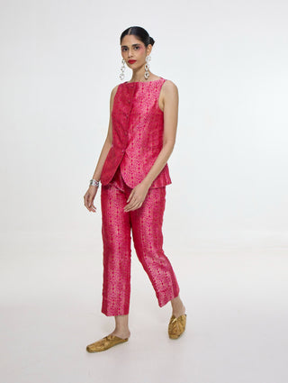 Handwoven fuchsia waistcoat and pants
