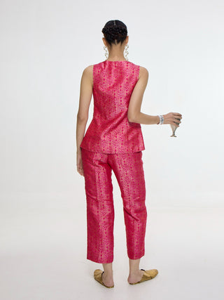 Handwoven fuchsia waistcoat and pants