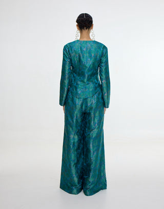 Handwoven coral blue jacket and pants