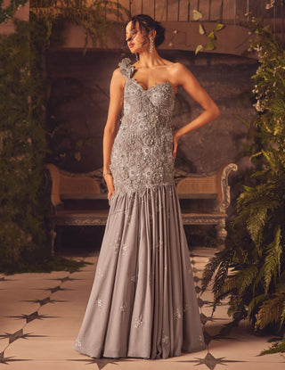 Ethereal gray mermaid gown