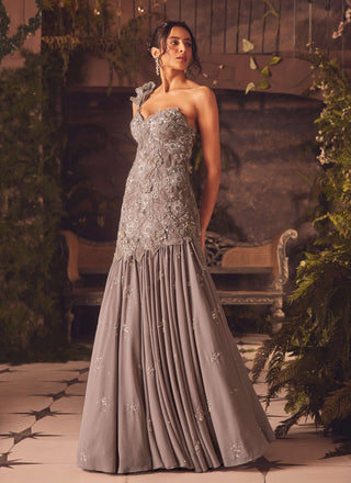 Ethereal gray mermaid gown