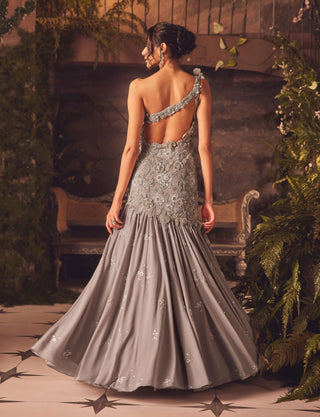 Ethereal gray mermaid gown
