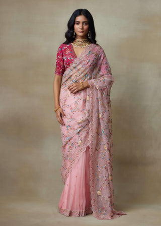Falcon pink sari and blouse