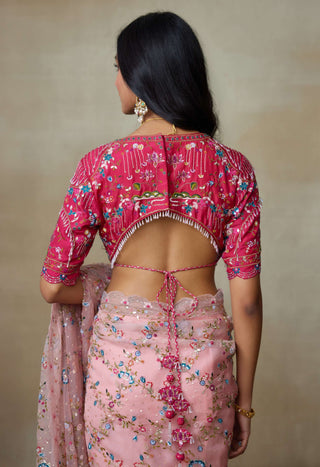 Falcon pink sari and blouse