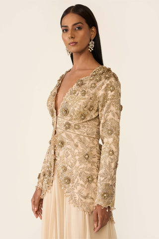 Golden Peplum Top And Sharara by Varun Bahl available on Indiaspopup.com