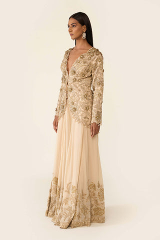 Golden Peplum Top And Sharara by Varun Bahl available on Indiaspopup.com