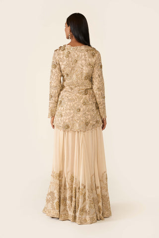 Golden Peplum Top And Sharara by Varun Bahl available on Indiaspopup.com