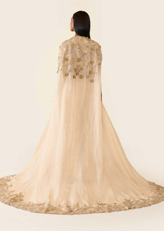 Golden Embroidered Cape And Palazzo Set by Varun Bahl available on Indiaspopup.com