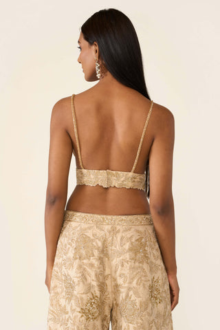 Golden Embroidered Cape And Palazzo Set by Varun Bahl available on Indiaspopup.com