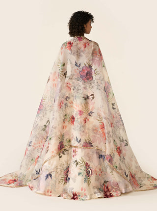 Ivory Floral Printed Lehenga Set by Varun Bahl available on Indiaspopup.com