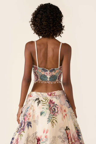 Ivory Floral Printed Lehenga Set by Varun Bahl available on Indiaspopup.com