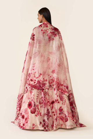 Pink Floral Printed Lehenga Set by Varun Bahl available on Indiaspopup.com