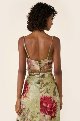 Green Printed Asymmetric Skirt And Cape Set by Varun Bahl available on Indiaspopup.com