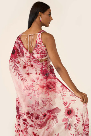 Pink Printed Classic Sari Set by Varun Bahl available on Indiaspopup.com