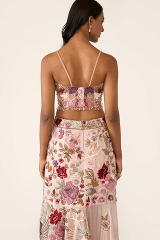 Pink Embroidered Asymmetric Skirt And Cape Set by Varun Bahl available on Indiaspopup.com