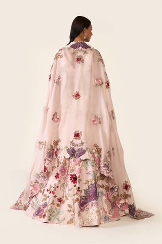 Pink Floral Embroidered Lehenga Set by Varun Bahl available on Indiaspopup.com