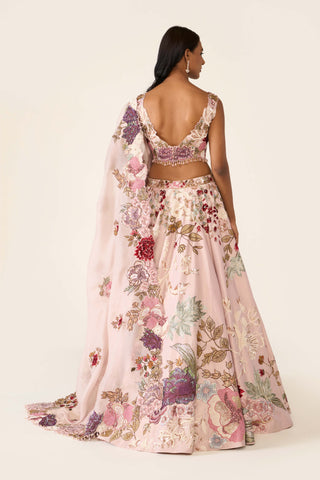 Pink Floral Embroidered Lehenga Set by Varun Bahl available on Indiaspopup.com