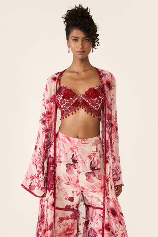 Pink Printed Cape And Sharara Set by Varun Bahl available on Indiaspopup.com