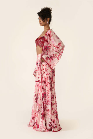 Pink Printed Cape And Sharara Set by Varun Bahl available on Indiaspopup.com