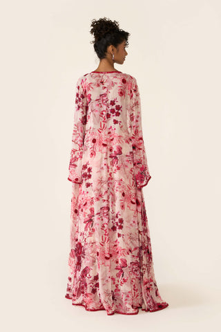 Pink Printed Cape And Sharara Set by Varun Bahl available on Indiaspopup.com