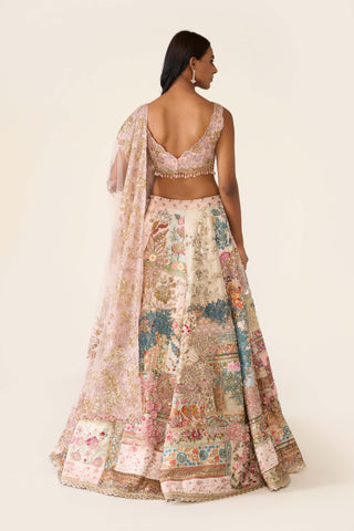 Multicolor Linear Patchwork Lehenga Set by Varun Bahl available on Indiaspopup.com