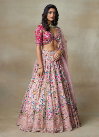 Flamingo pink lehenga set
