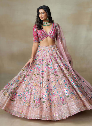 Flamingo pink lehenga set