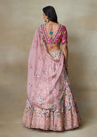 Flamingo pink lehenga set