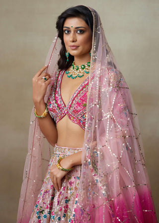 Flamingo pink lehenga set