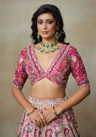 Flamingo pink lehenga set