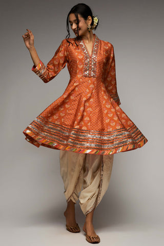 Gopi Vaid-Orange Kurta And Dhoti-INDIASPOPUP.COM