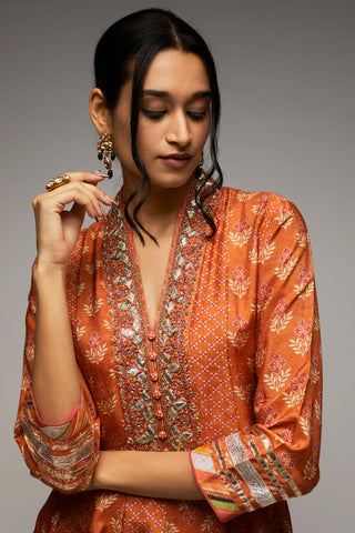 Gopi Vaid-Orange Kurta And Dhoti-INDIASPOPUP.COM