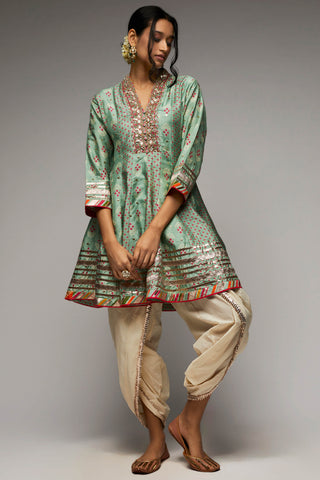 Gopi Vaid-Mint Green Kurta And Dhoti-INDIASPOPUP.COM
